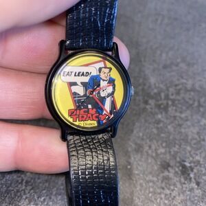 Disney Dick Tracy Timex Flattop Shooting a Machine Gun saying "Eat Lead!" Watch